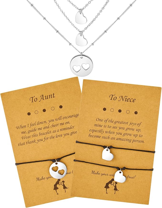 8 件 niece 礼物 阿姨礼物 配套手链项链套装 带卡片礼物 适用于侄女